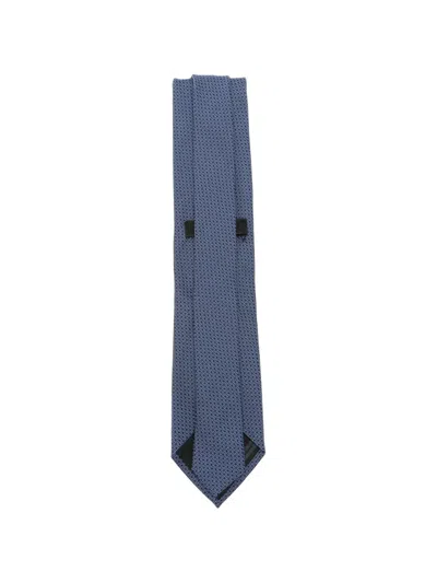 Zegna Geometric-pattern Tie In Blue