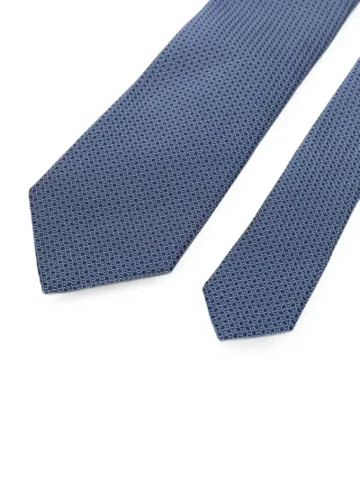 Zegna Geometric-pattern Tie In Blue