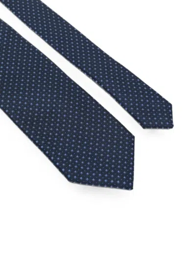 Corneliani Geometric-pattern Silk Tie In Blue