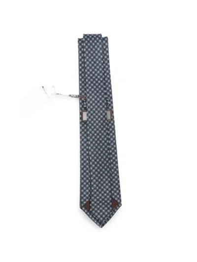 Canali Geometric-pattern Silk Tie In Blue