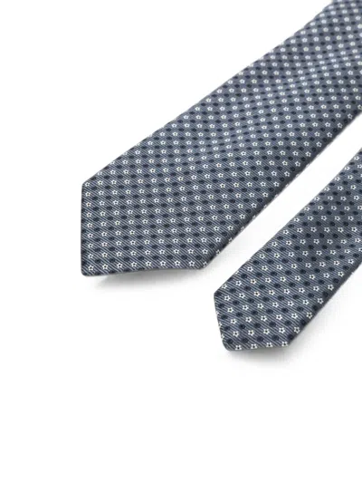 Canali Geometric-pattern Silk Tie In Blue