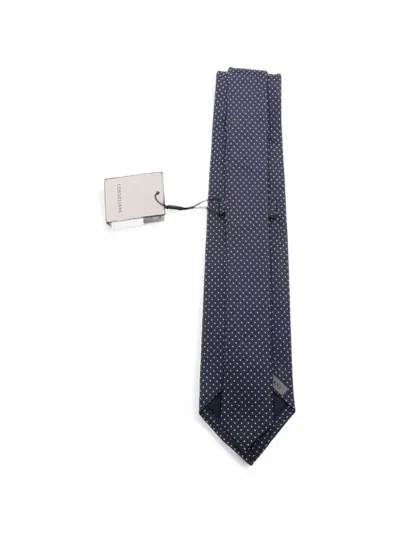 Corneliani Micro-dot Silk Tie In Blue