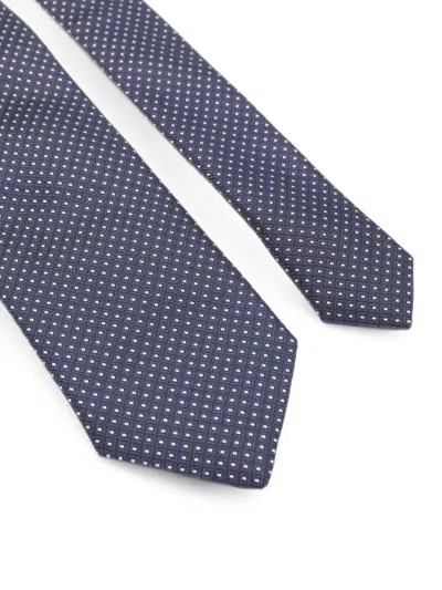 Corneliani Micro-dot Silk Tie In Blue