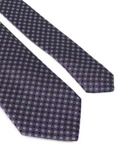 Canali Geometric-pattern Silk Tie In Blue