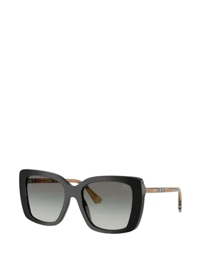 Burberry Eyewear Square-frame Check-pattern Sunglasses In Black
