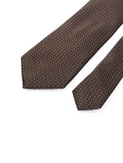 Corneliani Geometric-pattern Silk Tie In Brown