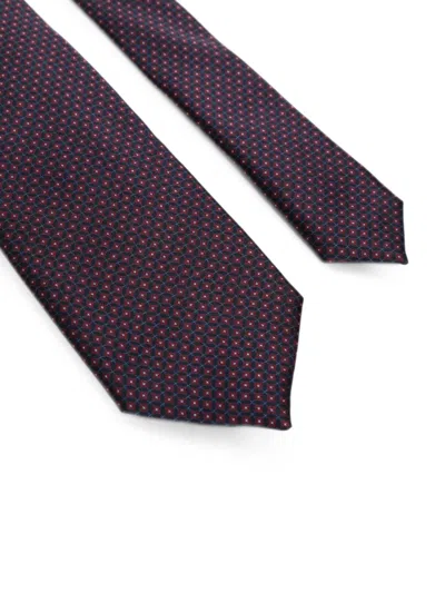 Corneliani Geometric-pattern Silk Tie In Red
