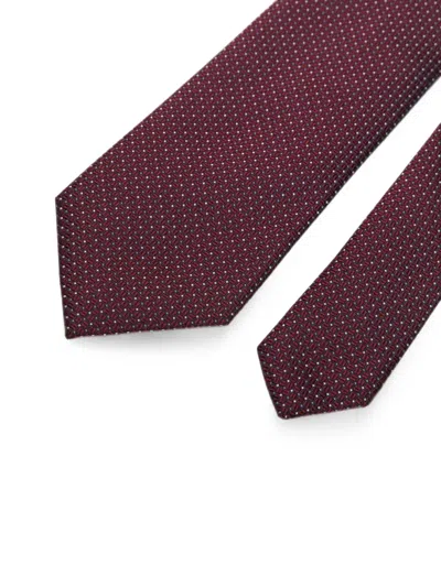 Corneliani Micro-pattern Silk Tie In Red