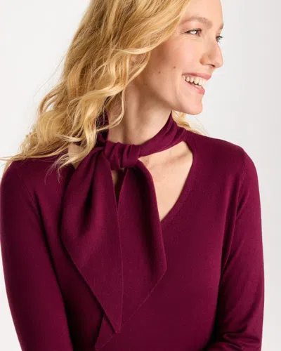 Chico's Tie-neck Pullover Sweater In Pomegranate In Pomegranate