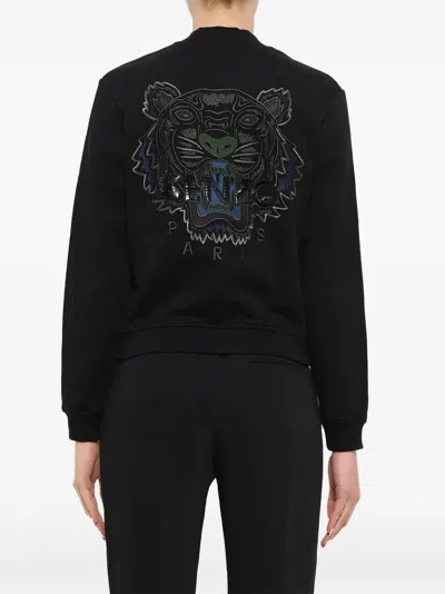 Kenzo Tiger-embroidered Bomber Jacket In Gray