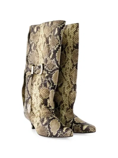 SNAKE-EFFECT BUCKLED BOOTS