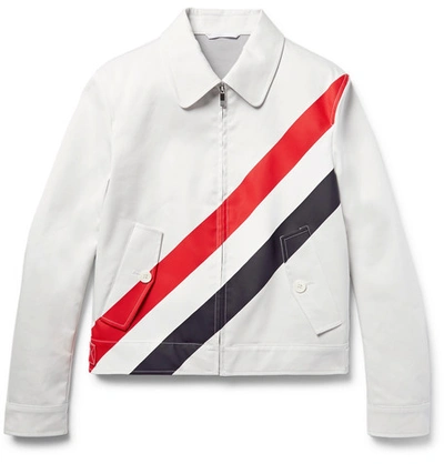 Shop Thom Browne Slim-fit Striped Cotton-twill Jacket