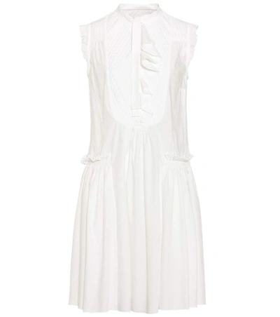 Moncler Sleeveless Cotton-poplin Dress In White