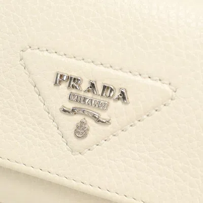 Pre-owned Prada White Leather Wallet (tri-fold) ()