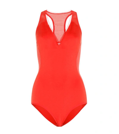 Stella Mccartney Plunge Neoprene Mesh Swimsuit - Red