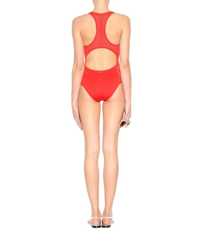 Shop Stella Mccartney Neoprene And Mesh Swimsuit In Red