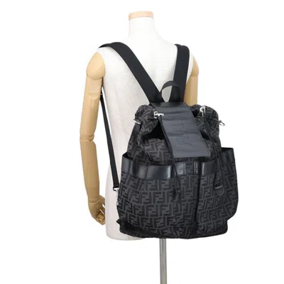 Pre-owned Fendi Black Jacquard Leather Backpack ()