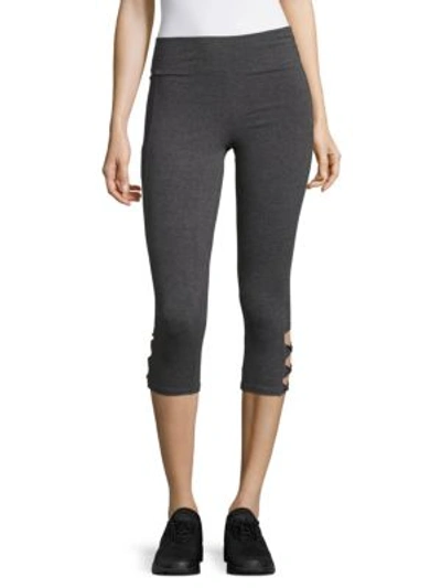 Andrew Marc Solid Cutout Leggings In Charcoal