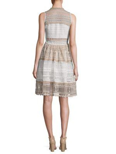 Shop Alexis Melania Tiered Lace Dress In Beige