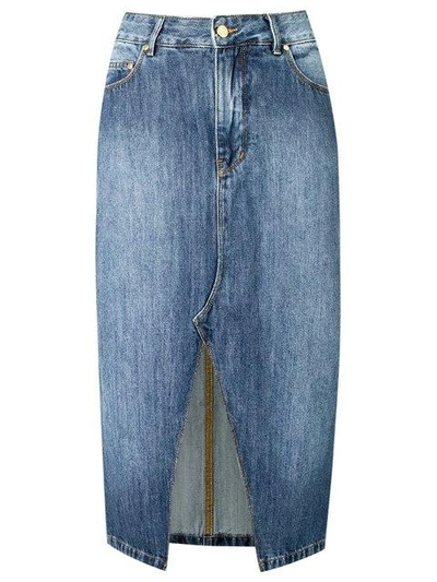 Shop Amapô Straight Jeans Skirt In Blue