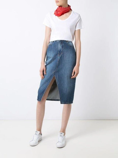 Shop Amapô Straight Jeans Skirt In Blue