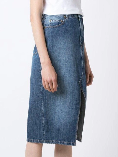 Shop Amapô Straight Jeans Skirt In Blue