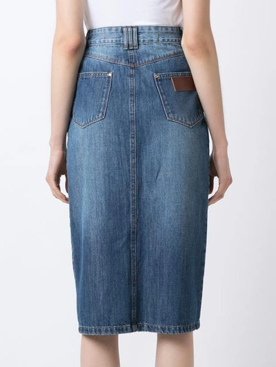 Shop Amapô Straight Jeans Skirt In Blue