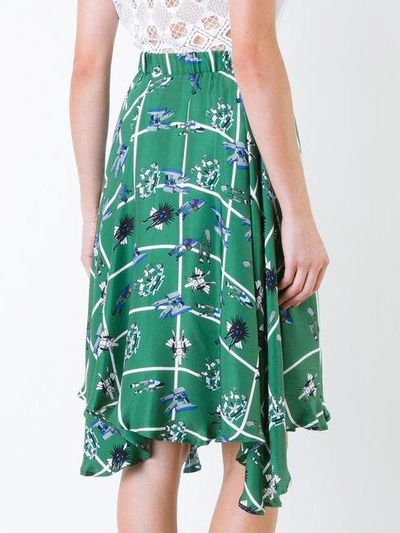 Shop Julien David Robot Print Skirt In Green