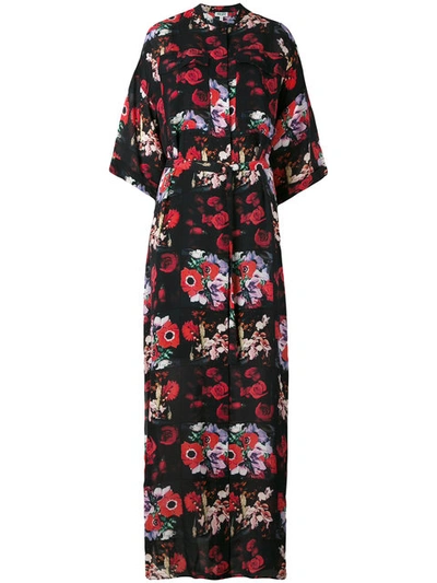 Kenzo Floral-print Silk-georgette Maxi Dress In Red
