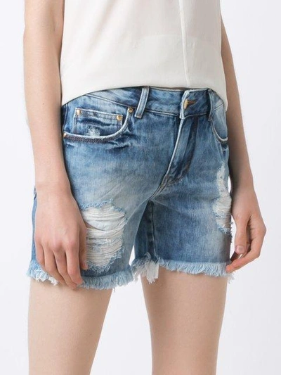 Shop Amapô Distressed Denim Shorts - Blue