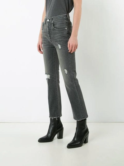Shop Adaptation Ripped Cropped Bootcut Jeans In Black