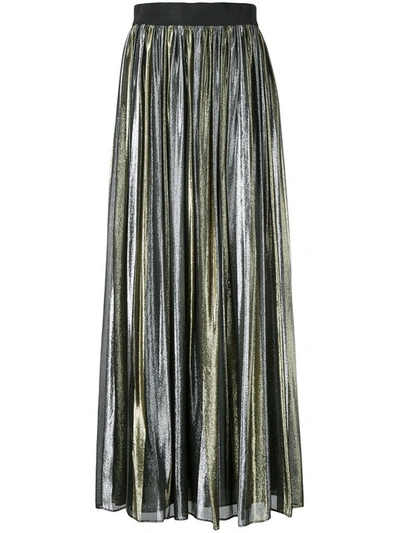 Alice And Olivia Tabetha Striped Silk Blend Lamé Skirt In Metallic