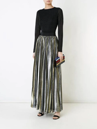 Shop Alice And Olivia Tabetha Pleated Skirt In Metallic