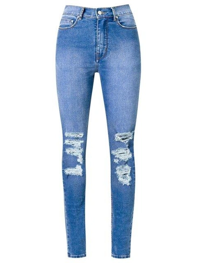 Shop Amapô Distressed High Waist Skinny Jeans - Blue
