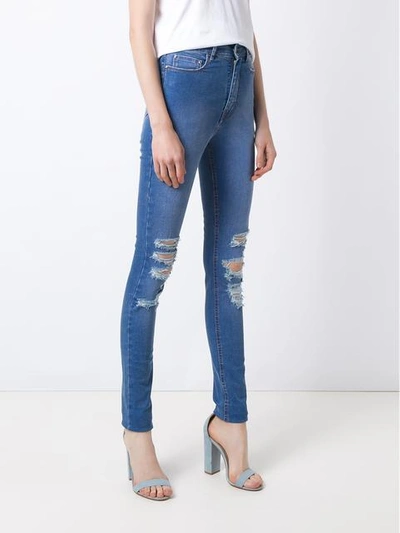 Shop Amapô Distressed High Waist Skinny Jeans - Blue