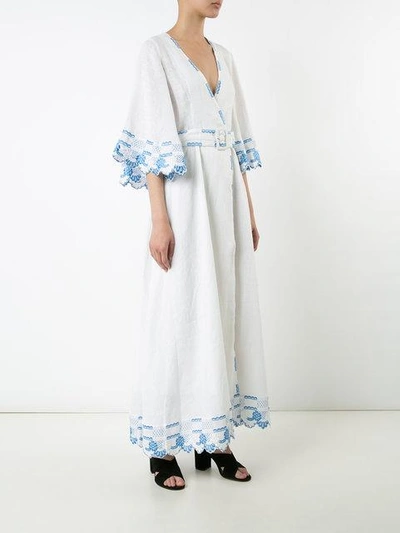 Shop Gül Hürgel Embroidered Trim Belted Dress - White