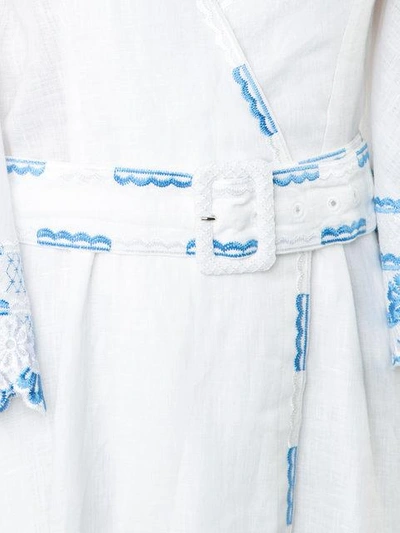 Shop Gül Hürgel Embroidered Trim Belted Dress - White