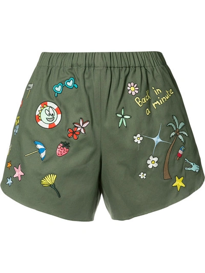 Mira Mikati Embroidered Icon Shorts In Beige