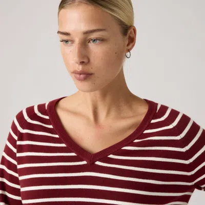 Levi's Supersoft V-neck Pullover Sweater In Red