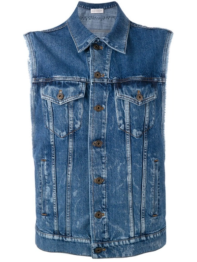 Faith Connexion Sleeveless Denim Jacket In Blue