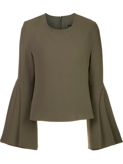Brandon Maxwell Layered-sleeve Georgette Blouse In Olive