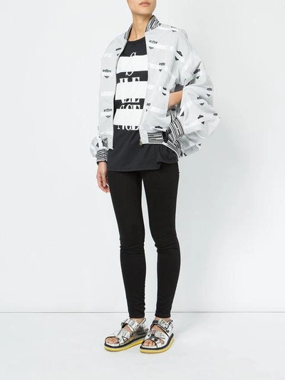 Shop Anrealage Printed Bomber Jacket In Grey