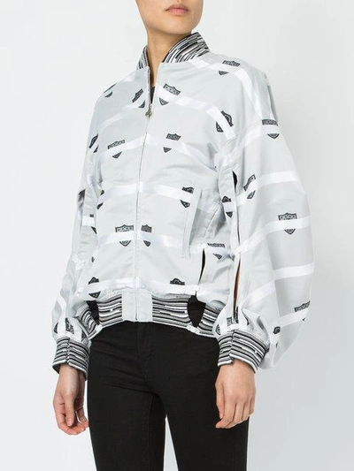 Shop Anrealage Printed Bomber Jacket In Grey