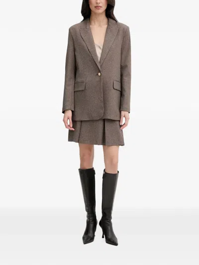 Morgan Houndstooth-pattern Single-breasted Blazer In Brown