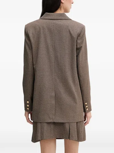 Morgan Houndstooth-pattern Single-breasted Blazer In Brown