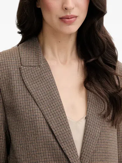 Morgan Houndstooth-pattern Single-breasted Blazer In Brown