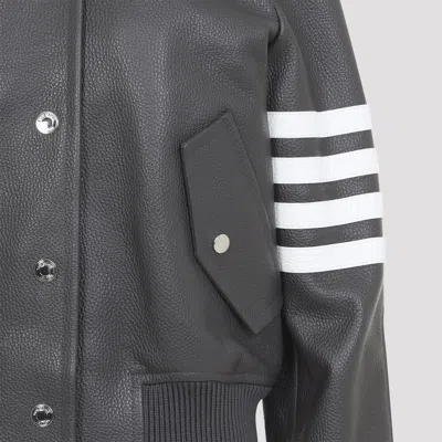 Thom Browne Oversized Raglan-sleeve Leather Blouson Jacket For Women In Gray