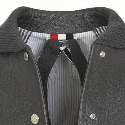 Thom Browne Oversized Raglan-sleeve Leather Blouson Jacket For Women In Gray