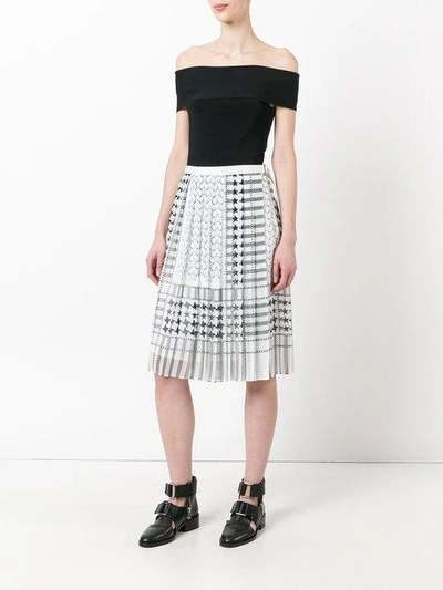 Shop Sacai Stars And Stripes Midi Kilt Skirt In White