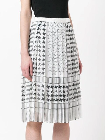 Shop Sacai Stars And Stripes Midi Kilt Skirt In White